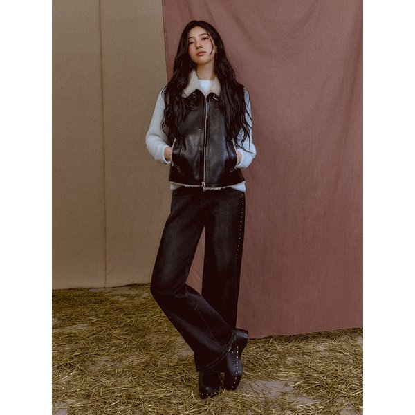 [SUZY] 사이드 스터드 장식 와이드 배럴 YP3D0136