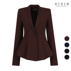 VIVID 여성 노카라 원버튼 겨울 정장 자켓