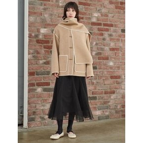 BRAID LINE MUFFLER COAT_BEIGE