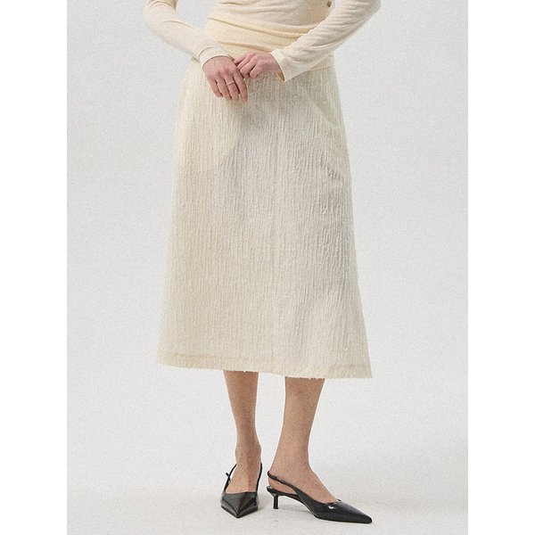 Selon Crinkle Textured Long Skirt_CREAM