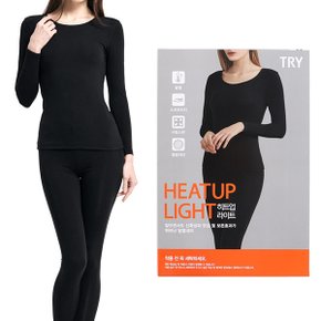 여성 히트업라이트여상하 블랙 얇은내의세트 경량보온내복_P375316002