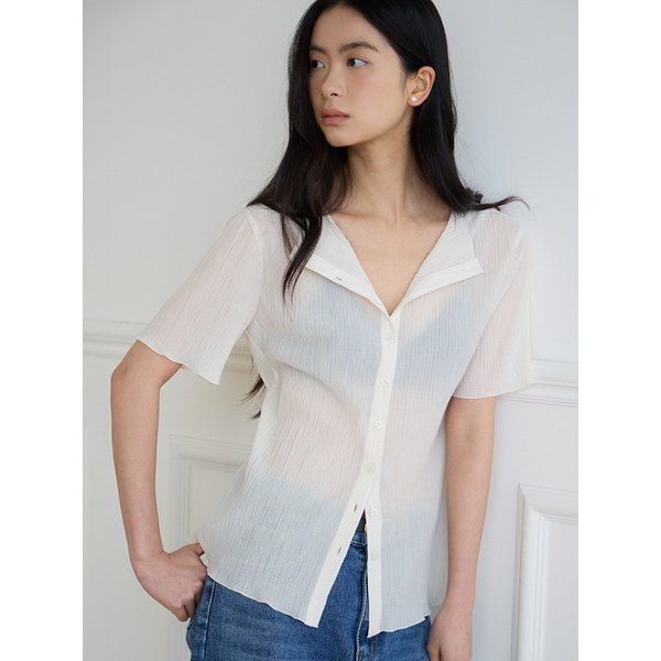 플리츠 레이어 블라우스 [아이보리]