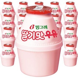 빙그레 딸기맛 우유 240ml x 24개 단지 항아리 가공우유