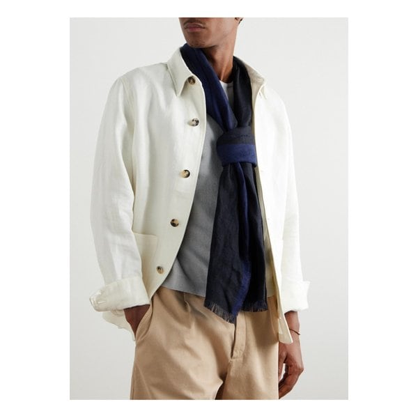 브루넬로쿠치넬리 프린지 스트라이프 리넨 스카프 1647597356766636