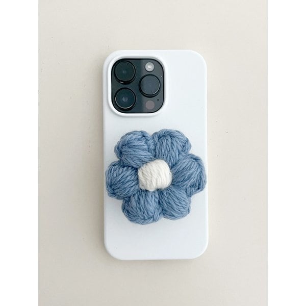 No.189 / Daisy 100% Organic Wool Griptok _ Sky (꽃 크로쉐 그립톡)