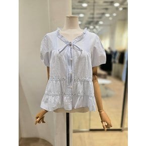 [부산점] 브이넥 핀턱 레이스테입 블라우스(PS2WB071)