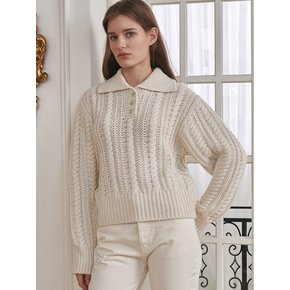 Cable Collar Wool Knit - Ivory