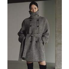 HERRINGBONE WOOL  HALF COAT