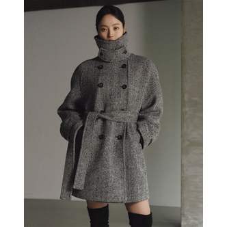 지에마르 HERRINGBONE WOOL  HALF COAT