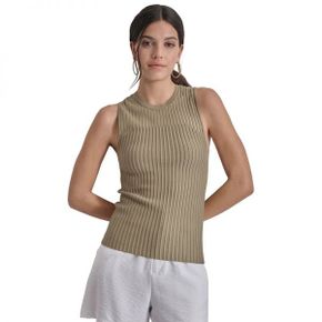 우먼 DKNY 디케이앤와이 Round-Neck 슬리브리스 민소매 Rib-Knit 스웨터 - Lght Fatig 9028112