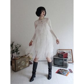 Airy Tulle Lace Dress for Layering_WHITE