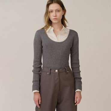 킨더살몬 Round Sweater Melange Gray