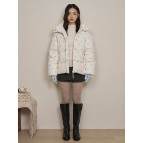 lotsyou_Fluffy Floral Puffer Jacket Ivory