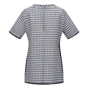 여성 체크 배색 포인트 캐주얼 라운드 셔츠 ALM0WS57_NV