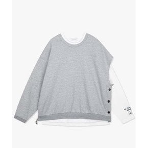 [23FW] LJW41218 멜란지 그레이 오버핏 언밸런스 티셔츠