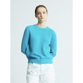 Textured Two-way Pullover/Cardigan Blue