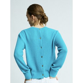 Textured Two-way Pullover/Cardigan Blue