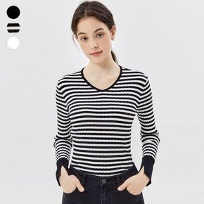 여성브이넥니트 스웨터 여성 브이넥 골지 풀오버 OO4S1697 LE1217583889