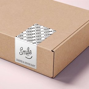 블랙화이트 땡큐 스마일 선물 포장 봉인 데코 실링 스티커 50P