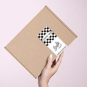 블랙화이트 땡큐 스마일 선물 포장 봉인 데코 실링 스티커 50P