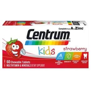 [해외직구] 센트롬 키즈 딸기맛 60츄어블정 Centrum Kids Strawberry Chew Multi