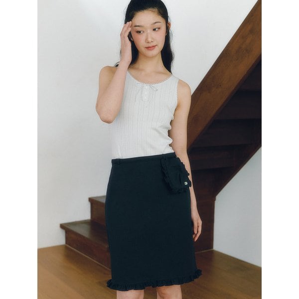 Apron Shirring Skirt_navy