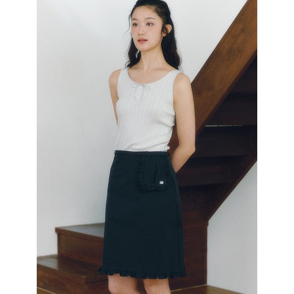 Apron Shirring Skirt_navy