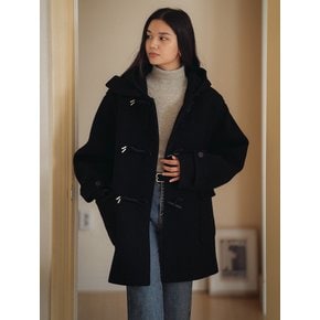 Classic half duffle wool coat_Black