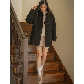 Classic half duffle wool coat_Black