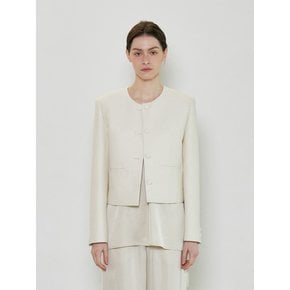 SILK NOIL JACKET - IVORY