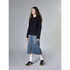 Slit Double Pocktes Midi Denim Skirt (LIGHT DENIM)