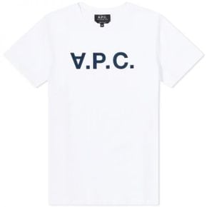 우먼 A.P.C. 아페쎄 화이트 Vpc 로고 티셔츠 -  네이비 COBQX-F26588-IAK