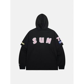 Team Layered Hooded Tee Black