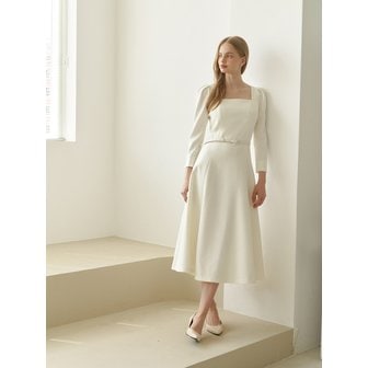 르로망 Square-neck Flare Dress(LL) / Ivory(5color)