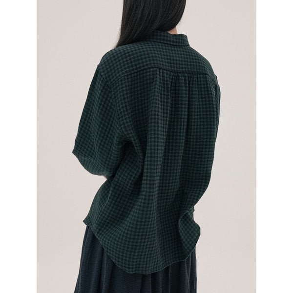 체크 더블코튼 루즈 셔츠 그린 250801GN