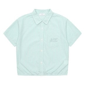 여아 체크 자수 포켓 반팔 티셔츠 21B1352_MT