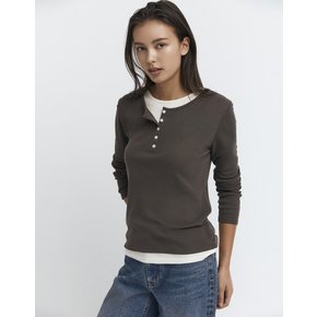 (오프라인인기상품) 여성 F/W 레이어드 배색 헨리넥 긴팔티 05326906 (3COLOR)