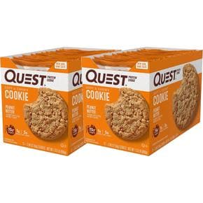 [해외직구] Quest Nutrition 퀘스트 프로틴 15g 쿠키 피넛버터 12입 2팩 Peanut Butter Protein Cookie High Protein Low Carb 12