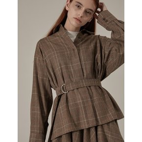 OVERSIZE CHECK SHIRT - BROWN