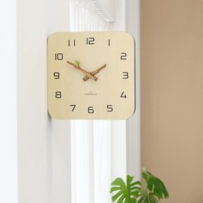 나뭇잎 시계바늘 디자인의 우드 양면 인테리어 벽시계