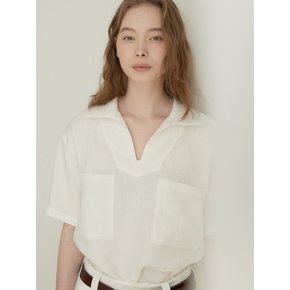 Linen short sleeve top (white)