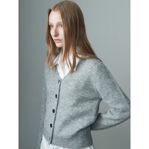 KNIT V NECK CARDIGAN GRAY