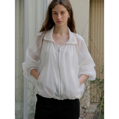 ourcomos comos 1444 shirring sheer wind breaker (white)