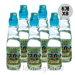 사이토 청포도 라무네 구슬 사이다 음료 200ml 6개 X8