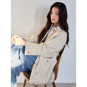 더엘로 Chic Leather Half Jacket (IVORY)