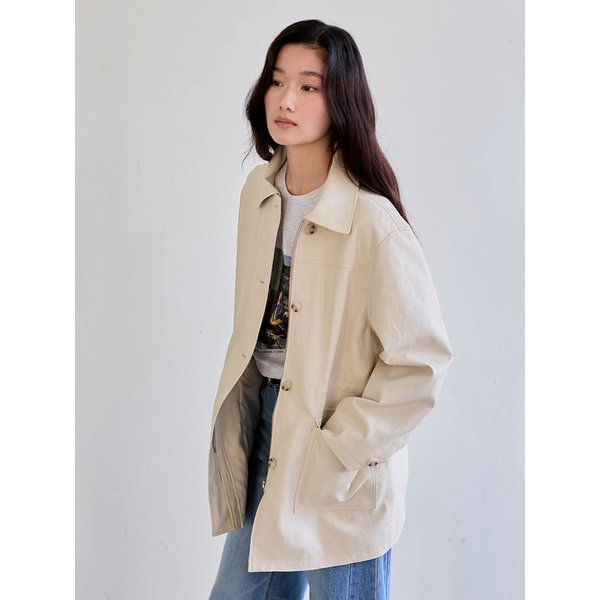 Chic Leather Half Jacket (IVORY)