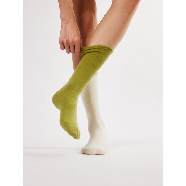 맛차 Matcha 단색 컬러 장목 양말