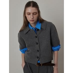 Yak Collared Half-sleeved Wool Knit Cardigan_Jacket