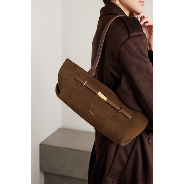 드멜리어 뉴욕 가죽 트리밍 스웨이드 숄더백 46376663162972691