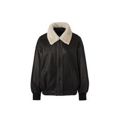 Italian vegetable Lambskin Shearling collar JK_Black